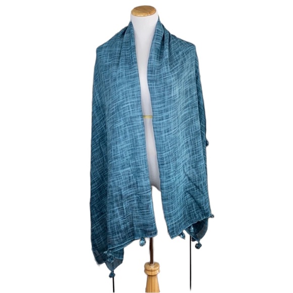 Cute and Casual Teal Tassel Scarf - Picture 9 of 15